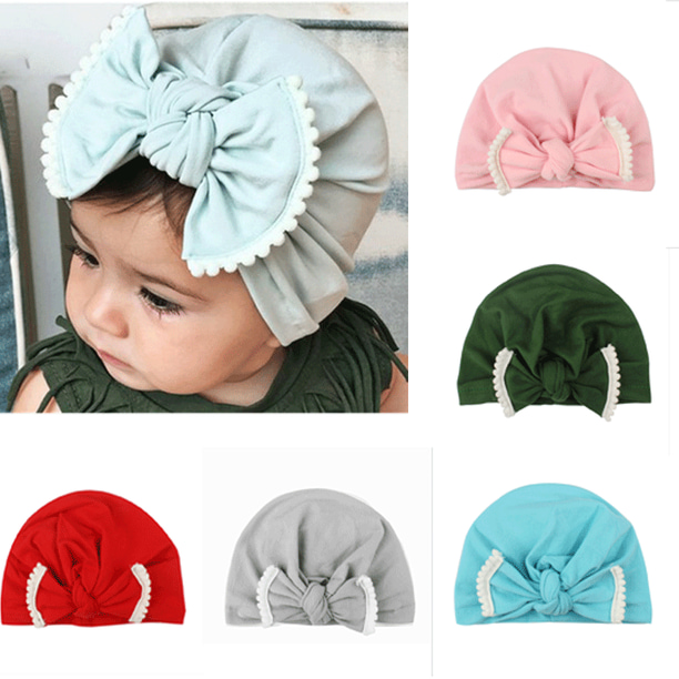 Cute Newborn Baby Infant Girl Toddler Comfy Bowknot Hospital Cap Beanie Hat